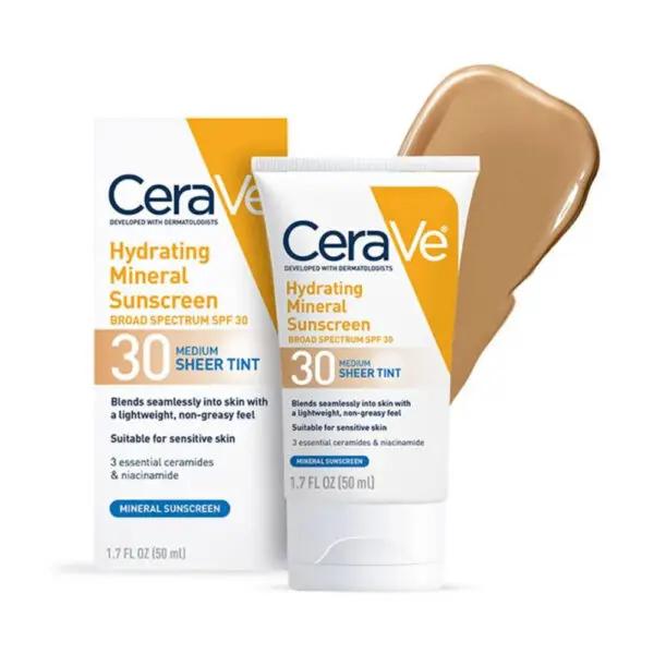 CeraVe Hydrating Mineral Sunscreen SPF 30 | 100% Mineral Face Lotion with Zinc Oxide & Titanium Dioxide | 1.7 oz by Pasteur Pharmacy