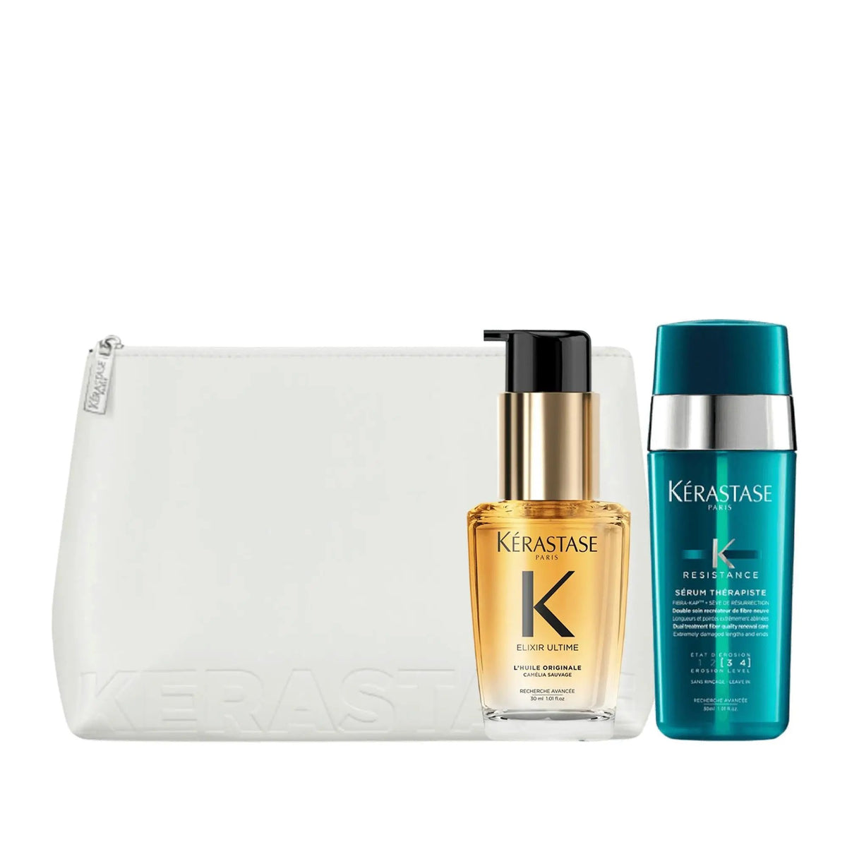 Kérastase Damaged Hair Care Set with White Flat Bag 2-Piece by Beauty Care Bag
