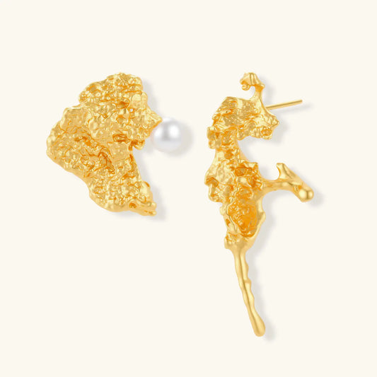 Coral Reef Asymmetrical Studs by Aurora Beauty