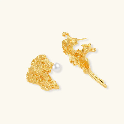 Coral Reef Asymmetrical Studs by Aurora Beauty