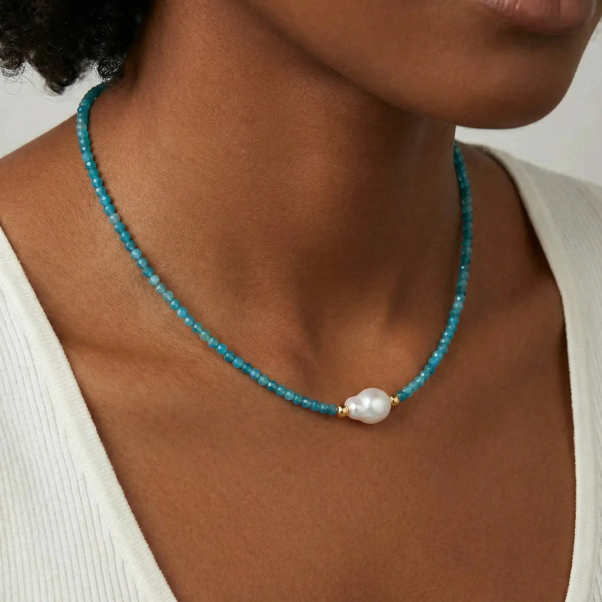 Apatite Dreams Pearl Necklace by Aurora Beauty