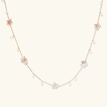 Celestial Pearl Stars Necklace by Aurora Beauty