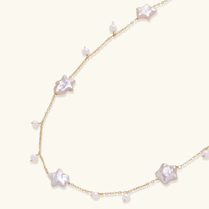 Celestial Pearl Stars Necklace by Aurora Beauty