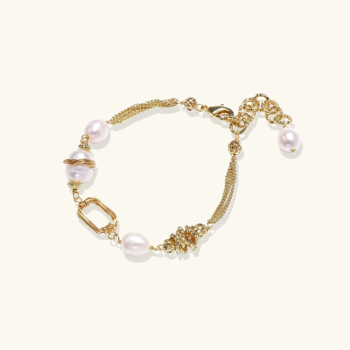 Golden Pearl Chain Bracelet by Aurora Beauty