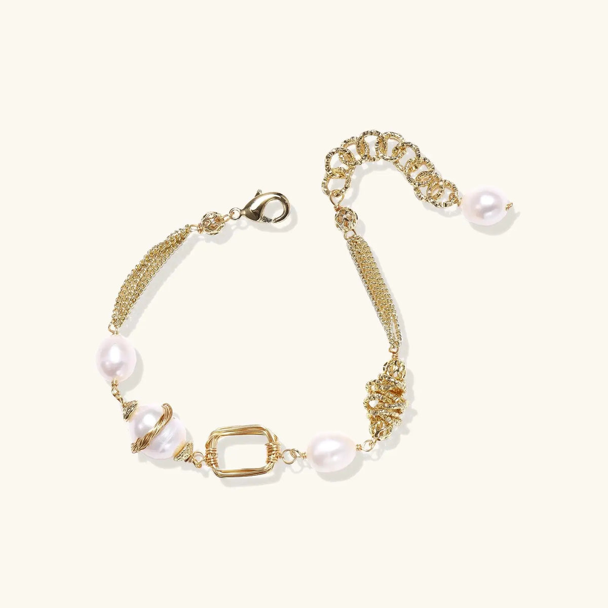 Golden Pearl Chain Bracelet by Aurora Beauty