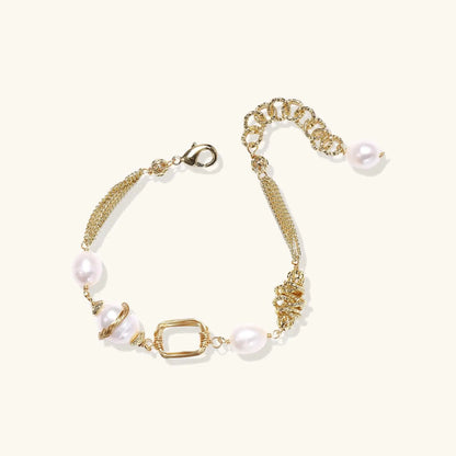 Golden Pearl Chain Bracelet by Aurora Beauty