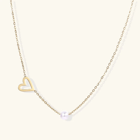 Pearl Heart Embrace Necklace by Aurora Beauty