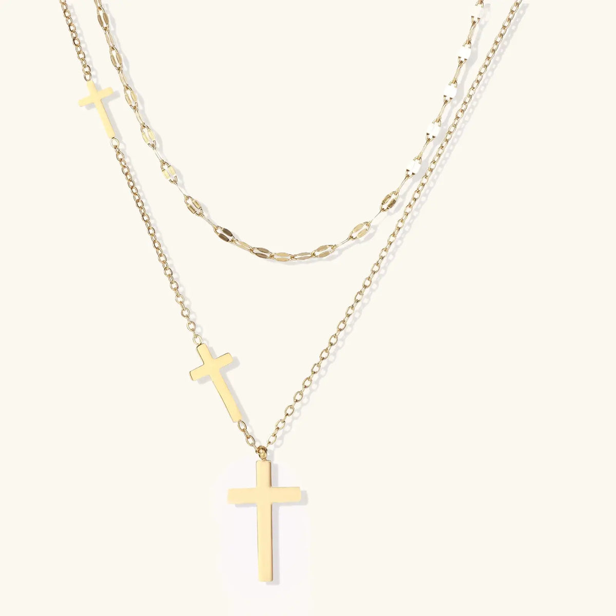 Divine Layers Cross Necklace Set by Aurora Beauty