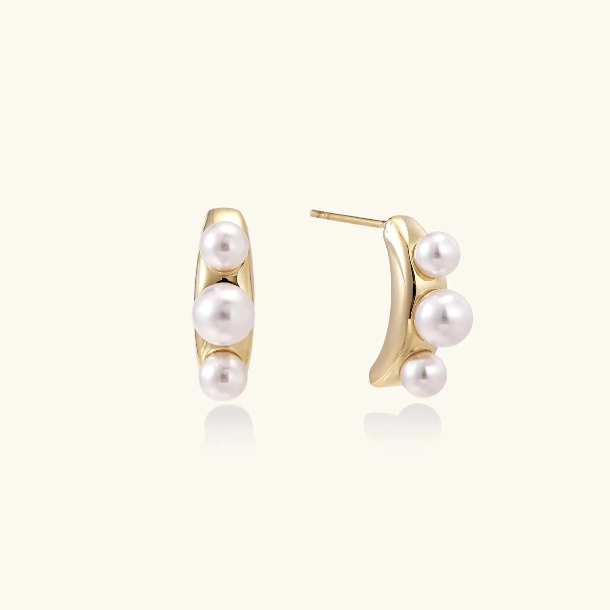 Pearl Trio Curve Studs by Aurora Beauty
