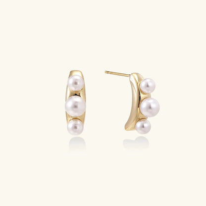 Pearl Trio Curve Studs by Aurora Beauty