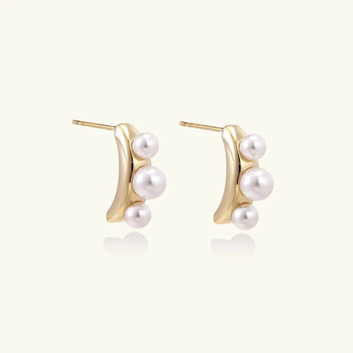 Pearl Trio Curve Studs by Aurora Beauty