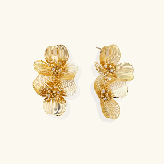 Golden Bloom Double Earrings by Aurora Beauty