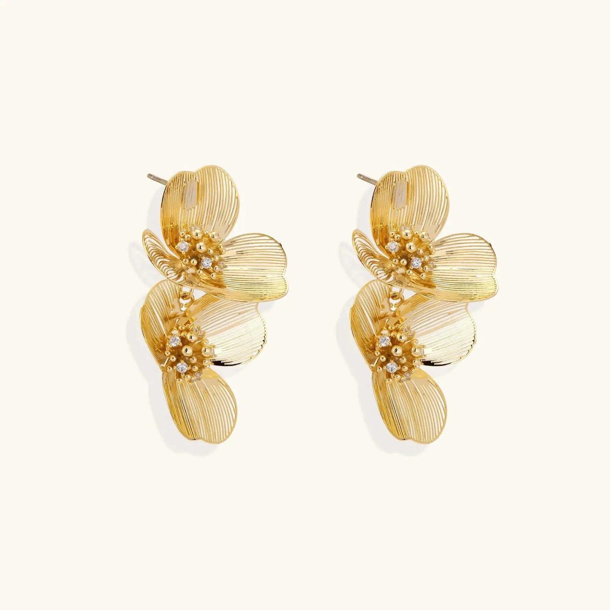 Golden Bloom Double Earrings by Aurora Beauty