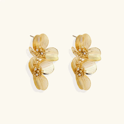 Golden Bloom Double Earrings by Aurora Beauty