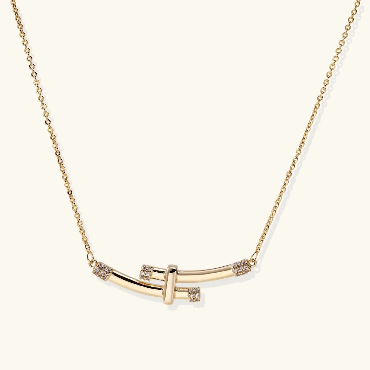 Bamboo Crystal Arc Necklace by Aurora Beauty