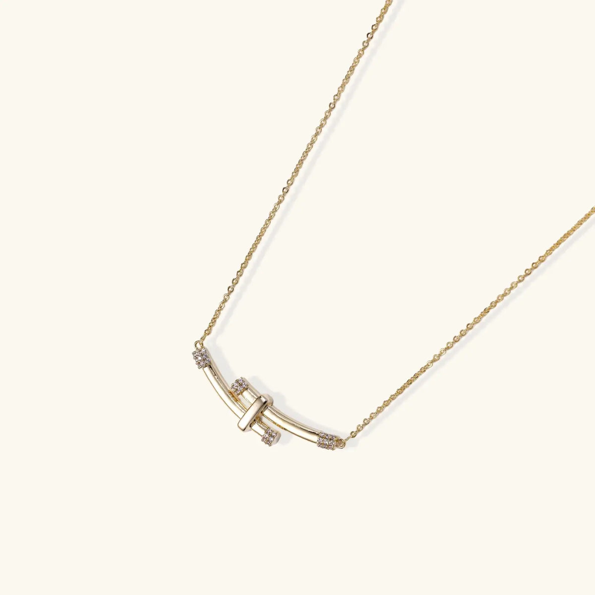 Bamboo Crystal Arc Necklace by Aurora Beauty