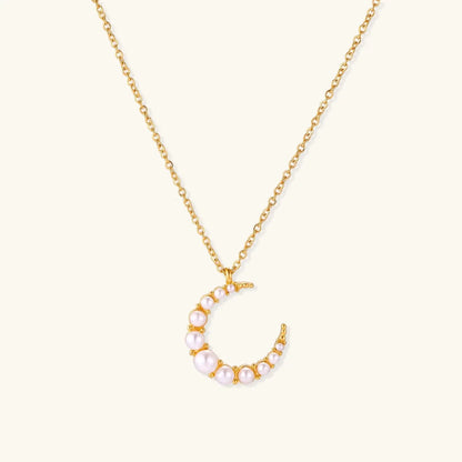 Luna Pearl Crescent Necklace by Aurora Beauty