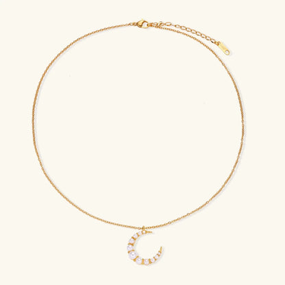 Luna Pearl Crescent Necklace by Aurora Beauty