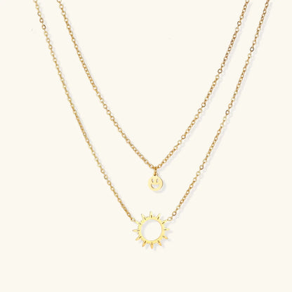 Sunshine Smiley Layered Necklace by Aurora Beauty
