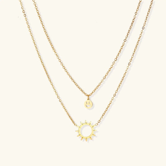 Sunshine Smiley Layered Necklace by Aurora Beauty