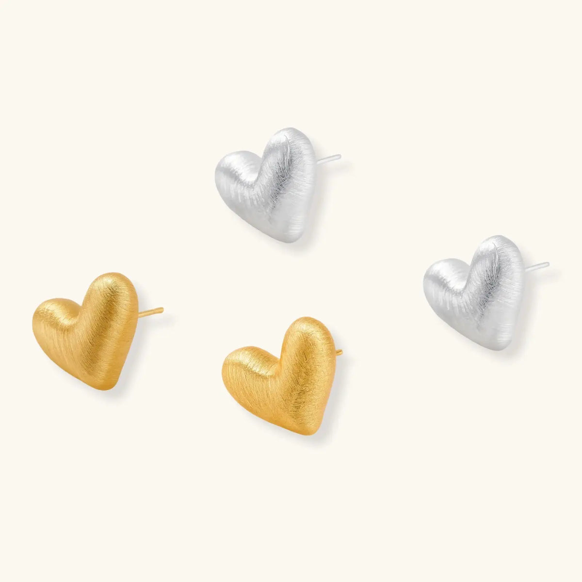 Brushed Heart Studs by Aurora Beauty