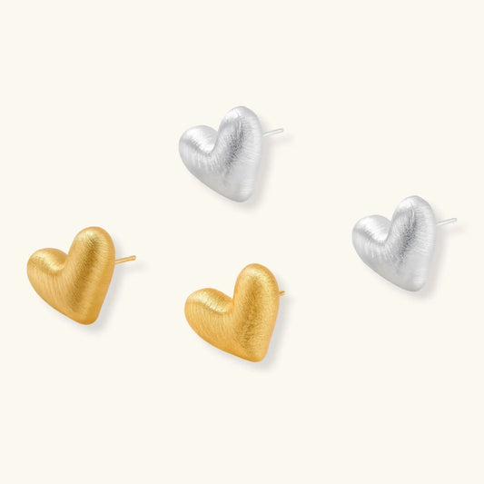 Brushed Heart Studs by Aurora Beauty