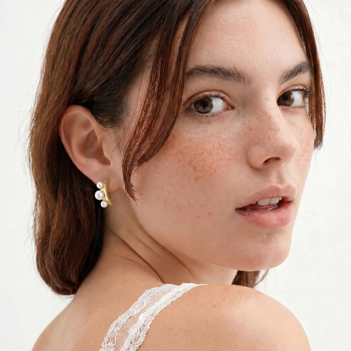 Pearl Trio Curve Studs by Aurora Beauty