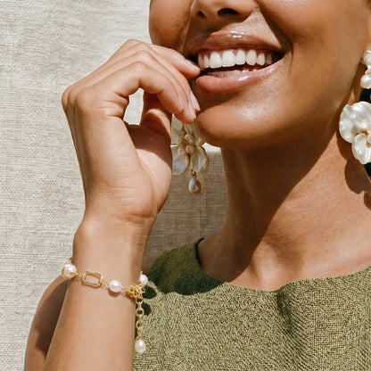 Golden Pearl Chain Bracelet by Aurora Beauty