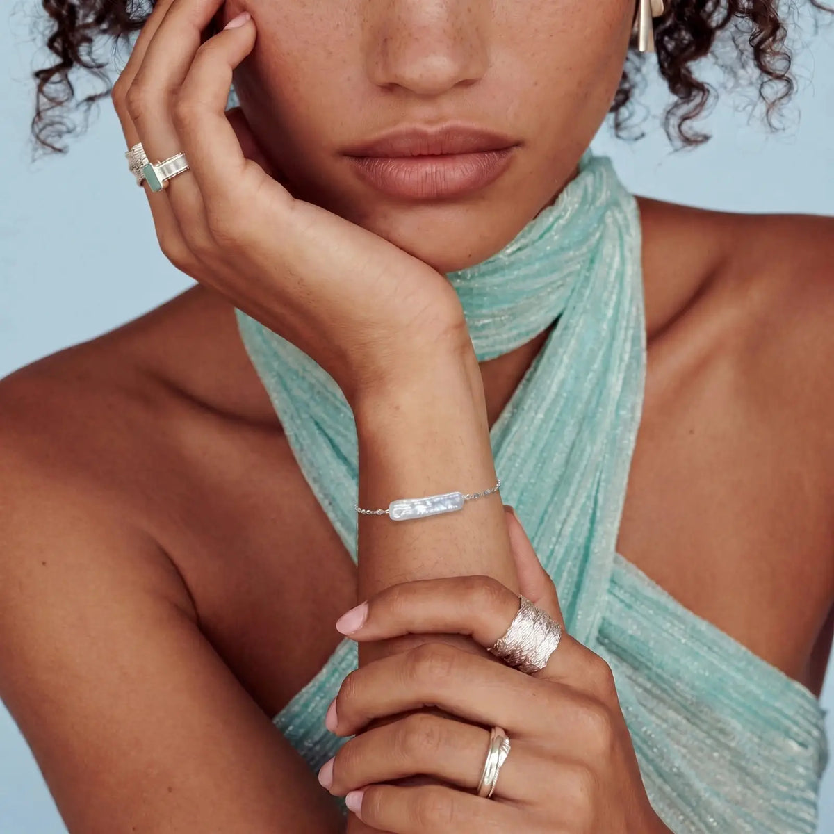 Baroque Pearl Chain Bracelet by Aurora Beauty