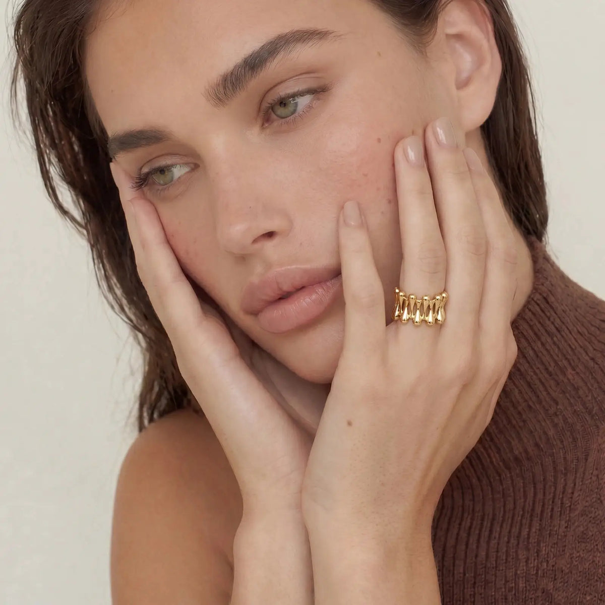 Golden Rope Sculpture Ring by Aurora Beauty