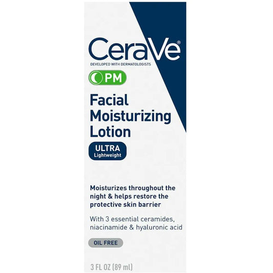 CeraVe Facial Moisturizing Lotion, PM, Oil Free, Ultra Lightweight, 3 Fl Oz by Pasteur Pharmacy