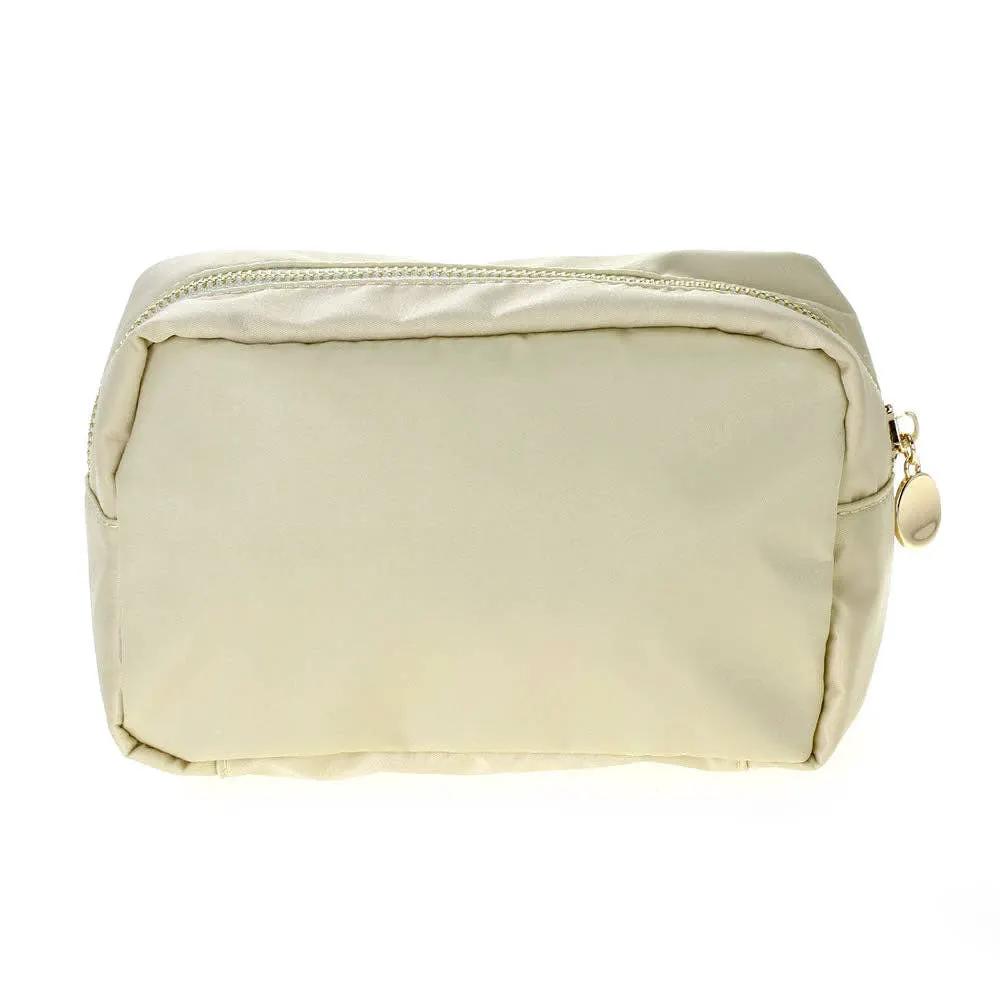 Taupe Nylon Cosmetic Pouch Bag by Grace Ann Designs