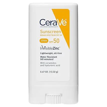 CeraVe Mineral Sunscreen Stick SPF 50 | InvisibleZinc Face Sunscreen with Zinc Oxide | 0.47 oz by Pasteur Pharmacy