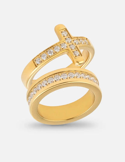 Cross Eternity Gem Ring Set by Elevated Faith