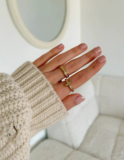 Cross Eternity Gem Ring Set by Elevated Faith
