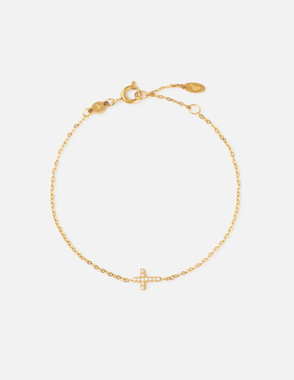 Dainty Gem Cross Link Bracelet by Elevated Faith