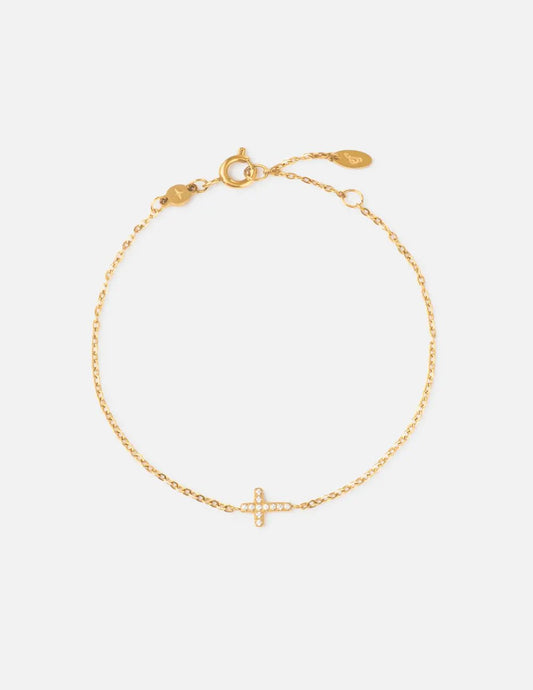 Dainty Gem Cross Link Bracelet by Elevated Faith