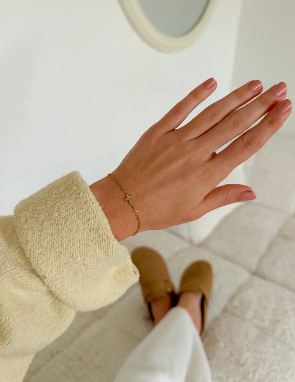 Dainty Gem Cross Link Bracelet by Elevated Faith