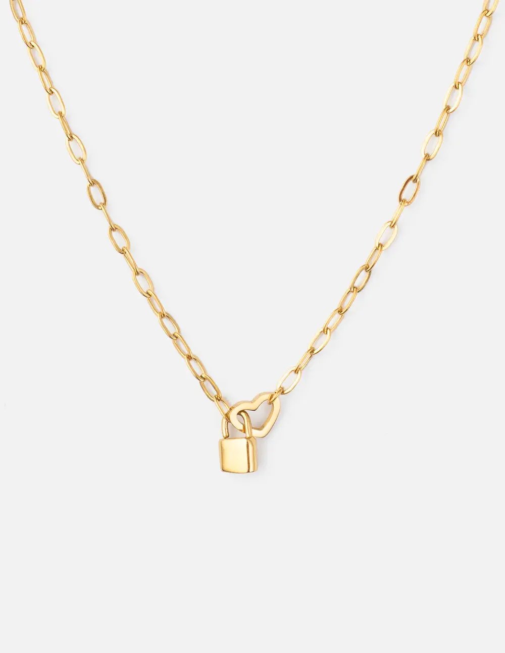 Heart Lock Paperclip Chain Necklace by Elevated Faith