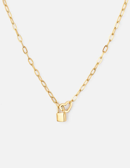Heart Lock Paperclip Chain Necklace by Elevated Faith