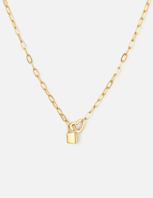 Heart Lock Paperclip Chain Necklace by Elevated Faith