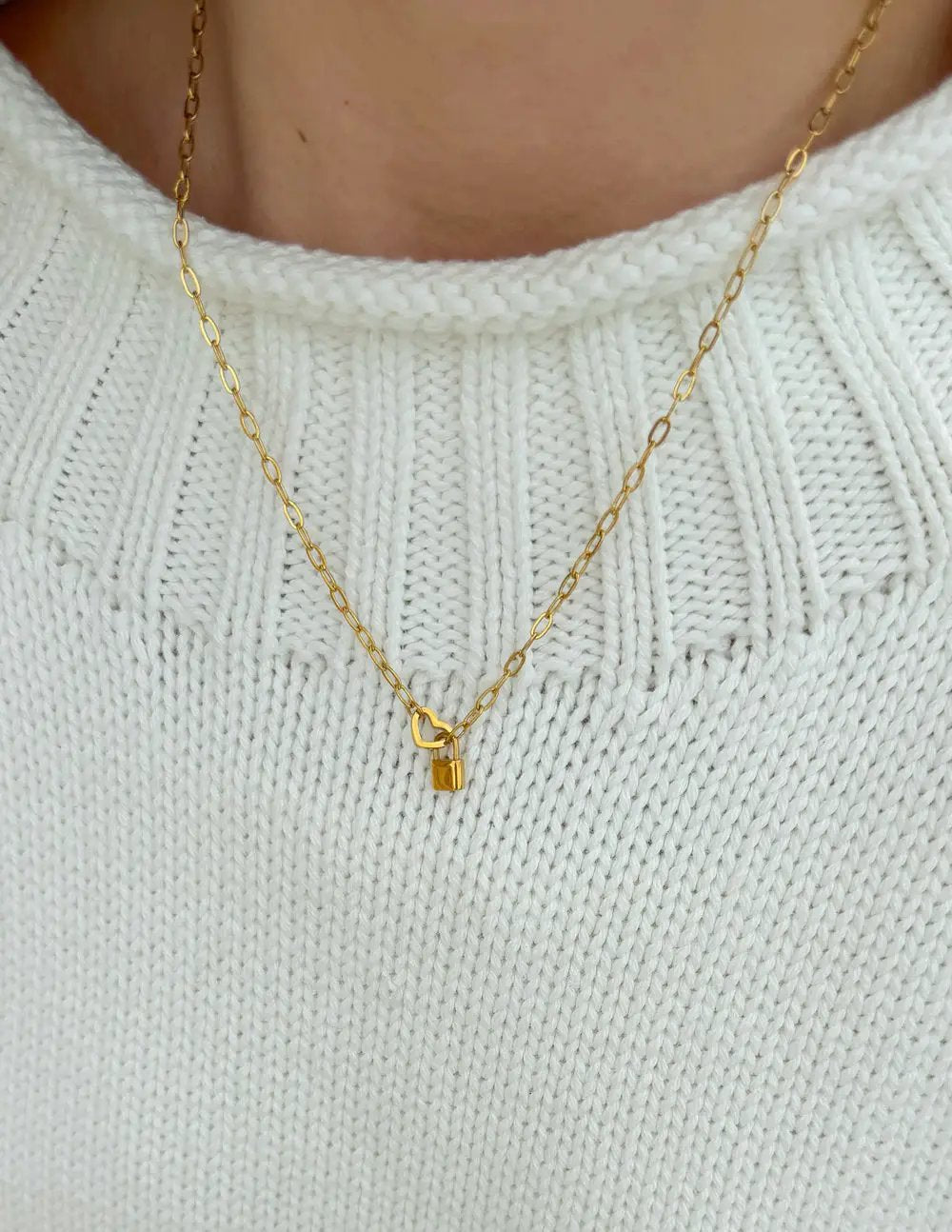Heart Lock Paperclip Chain Necklace by Elevated Faith