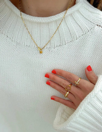 Heart Lock Paperclip Chain Necklace by Elevated Faith