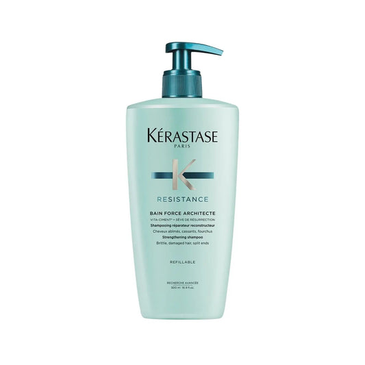 Kerastase Resistance Bain Force Architecte Repairing Shampoo for Damaged Hair - 500ml, Salon-Quality Hair Repair by Beauty Care Bag