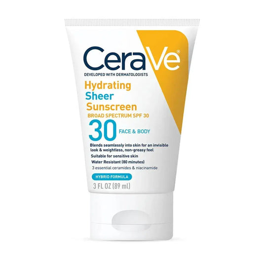 CeraVe Hydrating Sheer Sunscreen SPF 30 | Hybrid Face & Body Sunscreen with Zinc Oxide | 5 oz by Pasteur Pharmacy