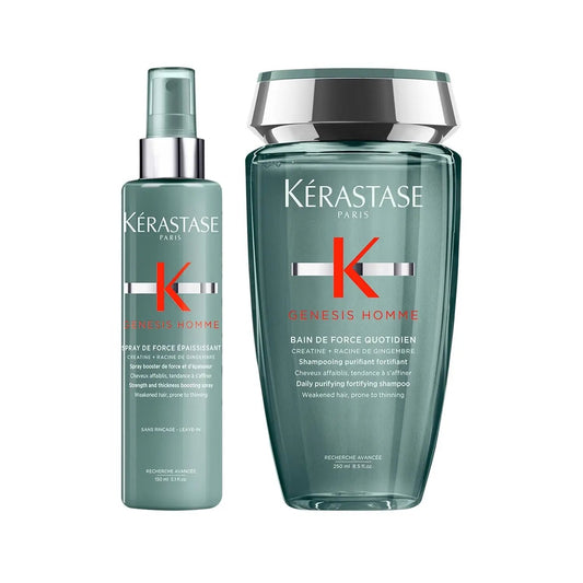 Kerastase Genesis Homme: Anti Hair Loss Treatment Set for Men - Thicker, Fuller Hair & Male Pattern Baldness Solution by Beauty Care Bag